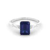 טבעת ספיר ומוסנייט כסף מצופה רודיום Daniella