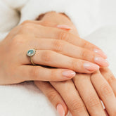 טבעת אקוומארין ויהלומים Halo מרהיבה