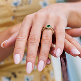 טבעת אמרלד-יהלומים Double Halo