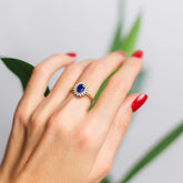 טבעת ספיר-יהלומים Double Halo