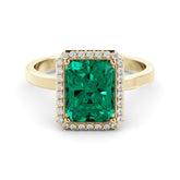 טבעת יהלומים Halo אמרלד 3.01 קראט