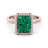 טבעת יהלומים Halo אמרלד 3.01 קראט