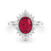 טבעת רובי ויהלומים כסף מצופה רודיום Emilia