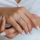 טבעת אקוומארין ומוסונייטים Rose