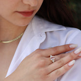 טבעת ארט-דקו מורגנייט ויהלומים