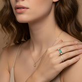 Emerald-Moissanite baguette ring