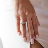 טבעת אמרלד ויהלומים כסף מצופה רודיום Enfinee