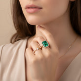 Emerald ring 6.51 carat HALO diamonds