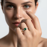 טבעת אמרלד ויהלומים Indaco