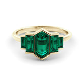 טבעת זהב אמרלד ויהלומים Royal-Harmony