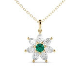 שרשרת זהב יהלומים ואמרלד Jasmine