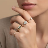 Green aquamarine - Moissanite ring