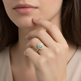 טבעת Diana אקוומארין ירוקה ויהלומים