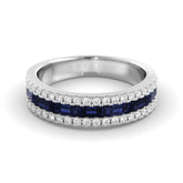 טבעת ספיר ויהלומים כסף מצופה רודיום Valeria