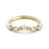 טבעת עלים ויהלומים עדינה