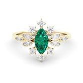 טבעת אמרלד ויהלומים Snow