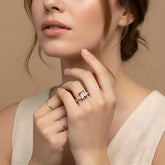 Morganite and Moissanite ring