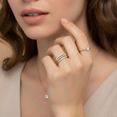 A classic diamond and pearl ring