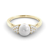 טבעת פנינה ויהלומים Elegra