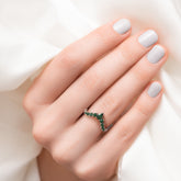 טבעת אמרלד כסף מצופה רודיום Chevron