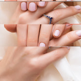 טבעת ספיר כסף מצופה רודיום Chevron