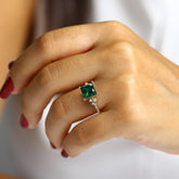 טבעת אמרלד ויהלומים Chandra