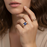 טבעת וינטאג' ספיר כחולה Alaska