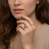 Double Halo Sapphire-diamond ring