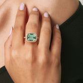 טבעת אקוומארין ירוקה ויהלומים Celeste