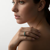 טבעת אמרלד ויהלומים כסף מצופה רודיום Valeria