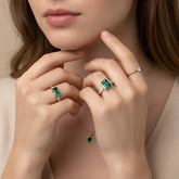 טבעת אמרלד 1.45 קראט ועשרה יהלומים