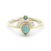 טבעת כתר-מניפה אופל לבן ויהלומים