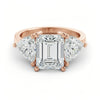 A beautiful engagement ring with a large, clear gemstone set in a rose gold band.