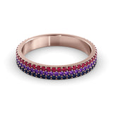 טבעת שלושת רבעי נצח ספיר,אמטיסט ורובי  Glow