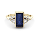Art deco ring with sapphire and diamonds