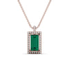 Emerald baguette gold necklace and diamonds