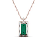 Emerald baguette gold necklace and diamonds