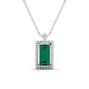 Emerald baguette gold necklace and diamonds