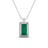 Emerald baguette gold necklace and diamonds