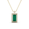 Emerald baguette gold necklace and diamonds