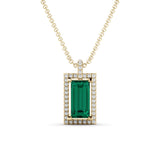 Emerald baguette gold necklace and diamonds