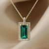 Emerald baguette gold necklace and diamonds