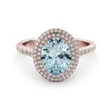 Double Halo Aquamarine-diamond ring