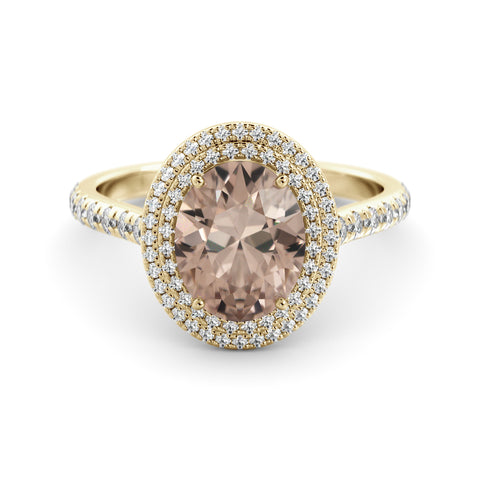 Double Halo emerald-diamond ring