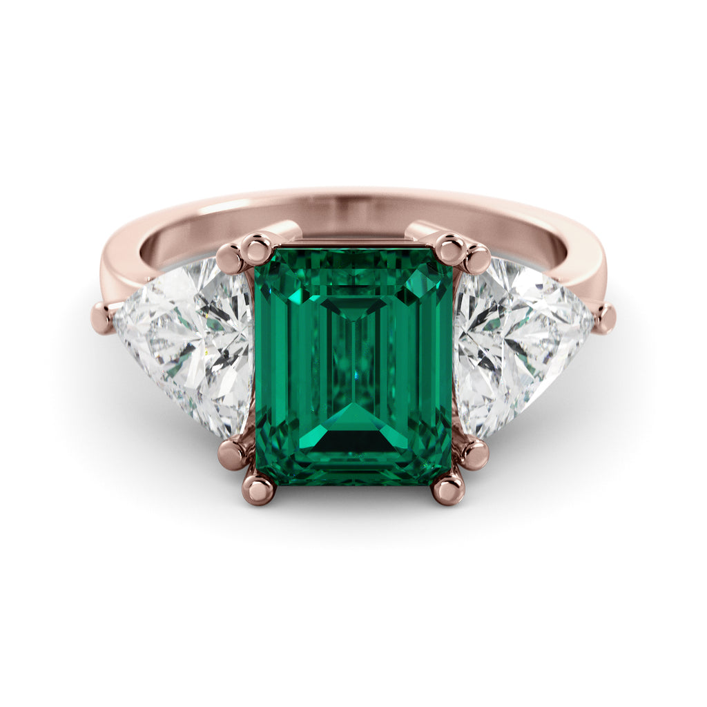 Moissanite - Emerald Art Deco Ring