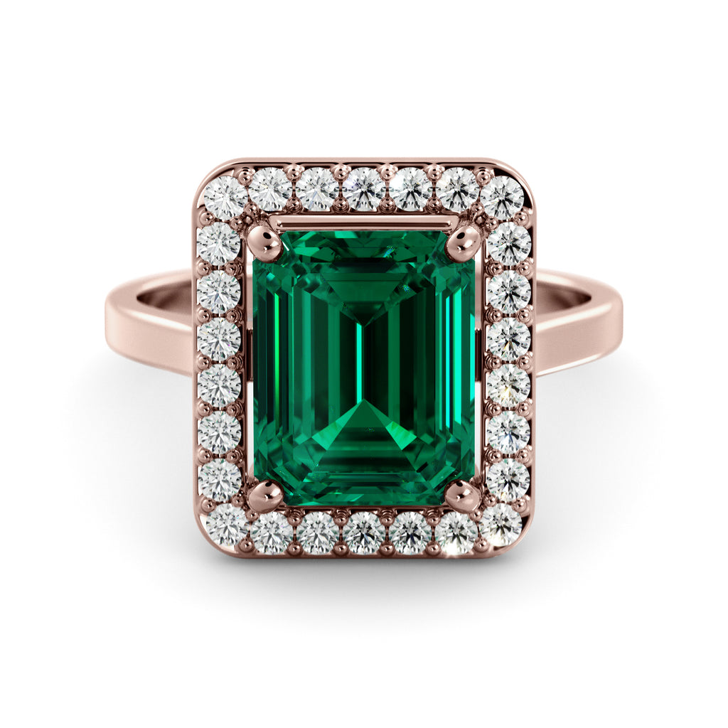 Emerald ring 3.82 carat HALO diamonds