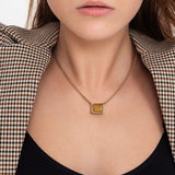 Gold necklace set with citrine gemstone 6.51 carat