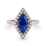טבעת מוסונייט כחולה ויהלומים