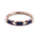 Delicate milgrain sapphire and diamond ring