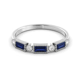 Delicate milgrain sapphire and diamond ring